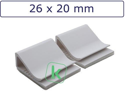 Zelfklevende kabelclips/kabelklemmen 26 x 20 x 9,6 mm Wit (Zak 100 stuks)
