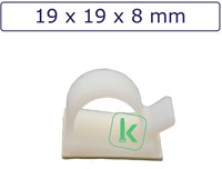 Zelfklevende kabelclips/kabelklemmen 19 x 19 x 8 mm Wit naturel (Zak 100 stuks)