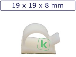 Zelfklevende kabelclips/kabelklemmen 19 x 19 x 8 mm Wit naturel (Zak 100 stuks)