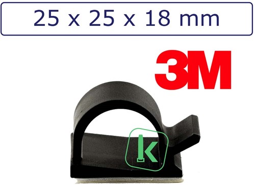 3M Zelfklevende kabelclips/kabelklemmen 25 x 25 x 18 mm Zwart UV bestendig (Zak 100 stuks)