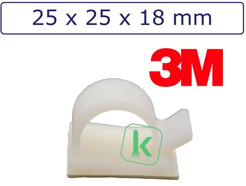 3M Zelfklevende kabelclips/kabelklemmen 25 x 25 x 18 mm Wit naturel (Zak 100 stuks)