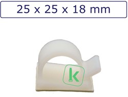 Zelfklevende kabelclips/kabelklemmen 25 x 25 x 18 mm Wit naturel (Zak 100 stuks)