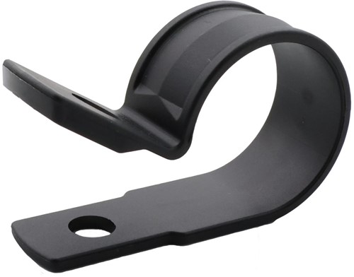 Buisklemmen, Bevestigingsbeugels, P-Clamp / Clip - Nylon (PA6,6) Schroefbaar Bundel diameter max. 3,0mm Zwart UV-Bestendig (Zak 100 stuks)-2
