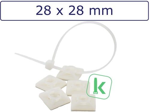 Plakzadels/schroefzadels 28 x 28 mm Wit naturel (Zak 100 stuks)