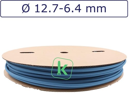Krimpkous 12,7-6,4 mm Blauw Dunwandig krimpverhouding 2:1 (Rol 100 meter) (Rol 100 meter)