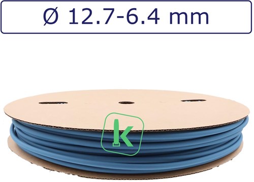 Krimpkous 12,7-6,4 mm Blauw Dunwandig krimpverhouding 2:1 (Rol 100 meter)