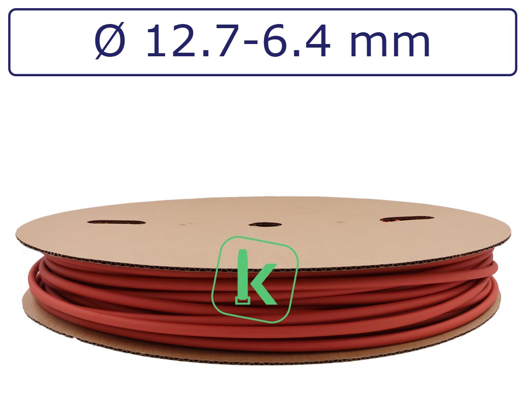 Krimpkous Rood 12,7-6,4 mm Rood Dunwandig krimpverhouding 2:1 (Rol 100 meter) - PRO-TIE®