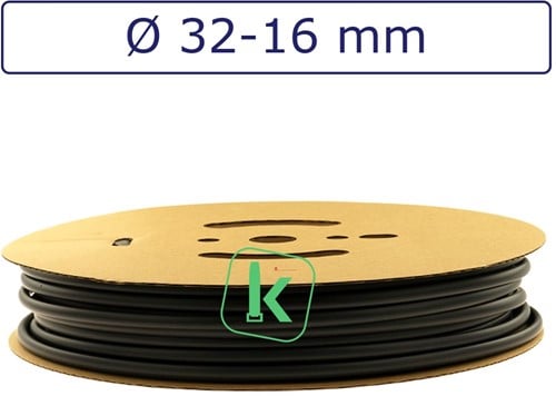 Krimpkous 32-16 mm Zwart UV Dunwandig krimpverhouding 2:1 (Rol 30 meter)