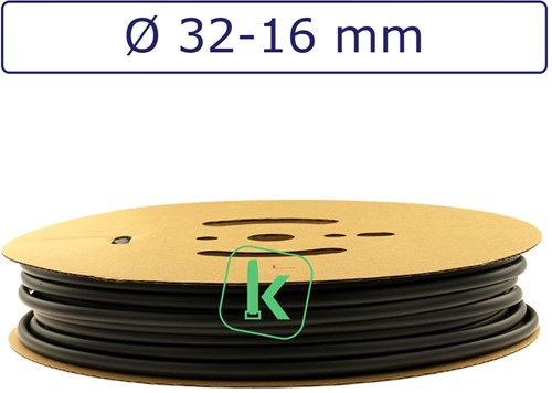 Krimpkous 32-16 mm Zwart UV Dunwandig krimpverhouding 2:1 (Rol 50 meter)