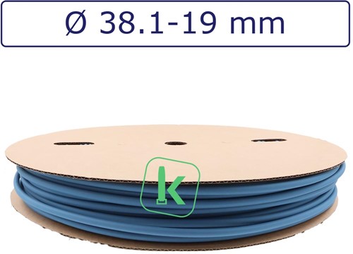 Krimpkous 38,1-19 mm Blauw Dunwandig krimpverhouding 2:1 (Rol 50 meter)