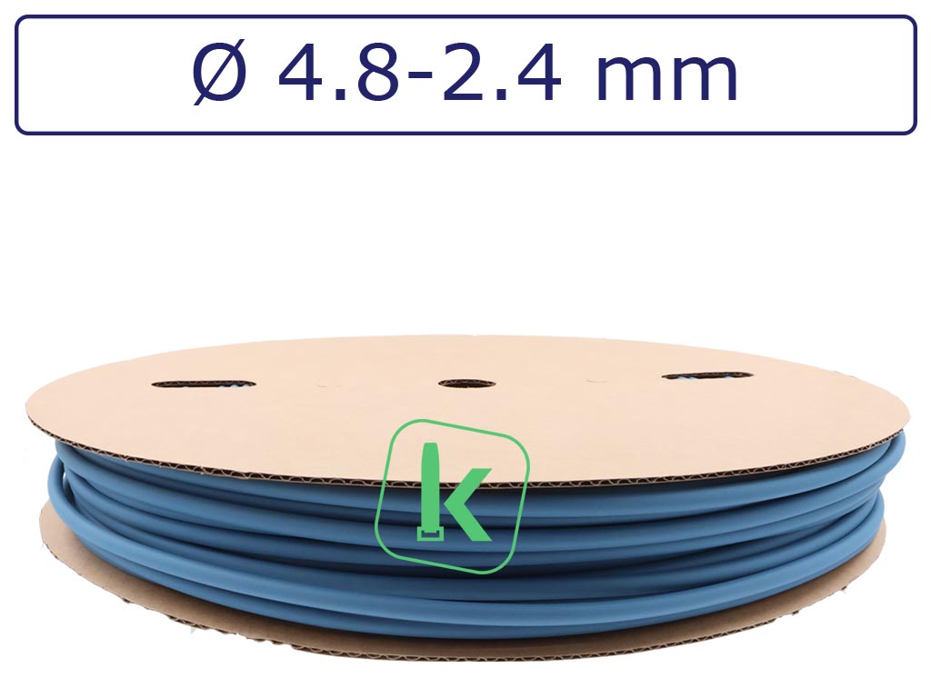 Krimpkous Blauw 4,8-2,4 mm Blauw Dunwandig krimpverhouding 2:1 (Rol 100 meter) - PRO-TIE®