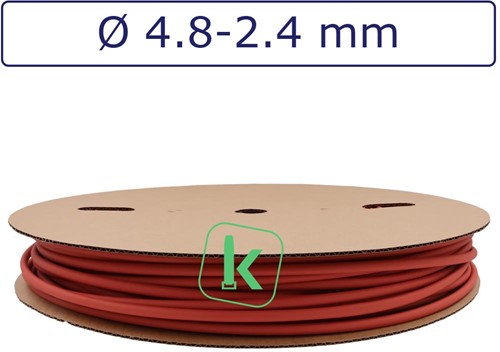 Krimpkous 4,8-2,4 mm Rood Dunwandig krimpverhouding 2:1 (Rol 100 meter)