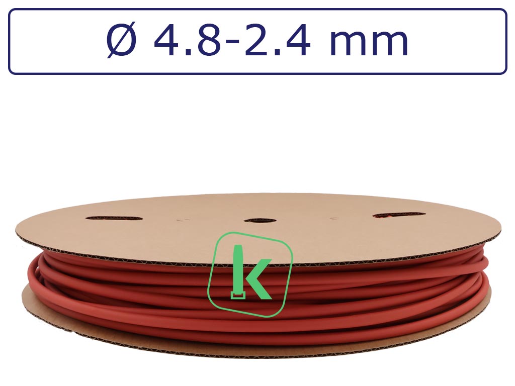 Krimpkous Rood 4,8-2,4 mm Rood Dunwandig krimpverhouding 2:1 (Rol 100 meter) - PRO-TIE®