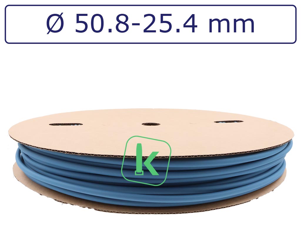 Krimpkous Blauw 50,8-25,4 mm Blauw Dunwandig krimpverhouding 2:1 (Rol 25 meter) - PRO-TIE®
