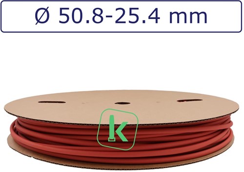 Krimpkous 50,8-25,4 mm Rood Dunwandig krimpverhouding 2:1 (Rol 25 meter) (Rol 25 meter)