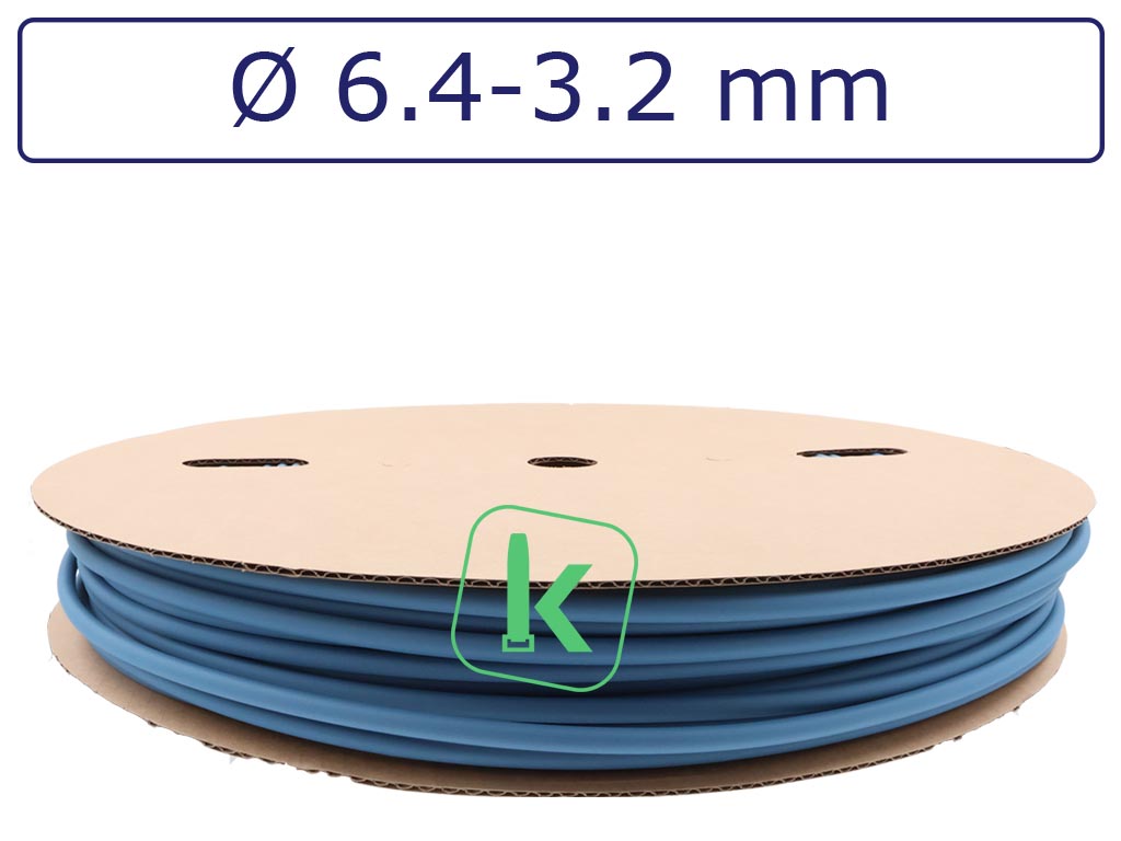 Krimpkous Blauw 6,4-3,2 mm Blauw Dunwandig krimpverhouding 2:1 (Rol 100 meter) - PRO-TIE®