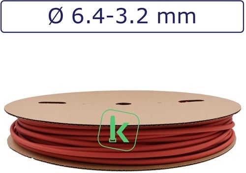 Krimpkous 6,4-3,2 mm Rood Dunwandig krimpverhouding 2:1 (Rol 100 meter)