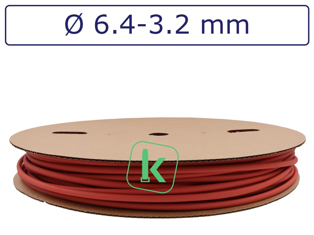 Krimpkous Rood 6,4-3,2 mm Rood Dunwandig krimpverhouding 2:1 (Rol 100 meter) - PRO-TIE®