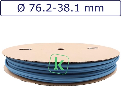 Krimpkous 76,2-38,1 mm Blauw Dunwandig krimpverhouding 2:1 (Rol 15 meter)
