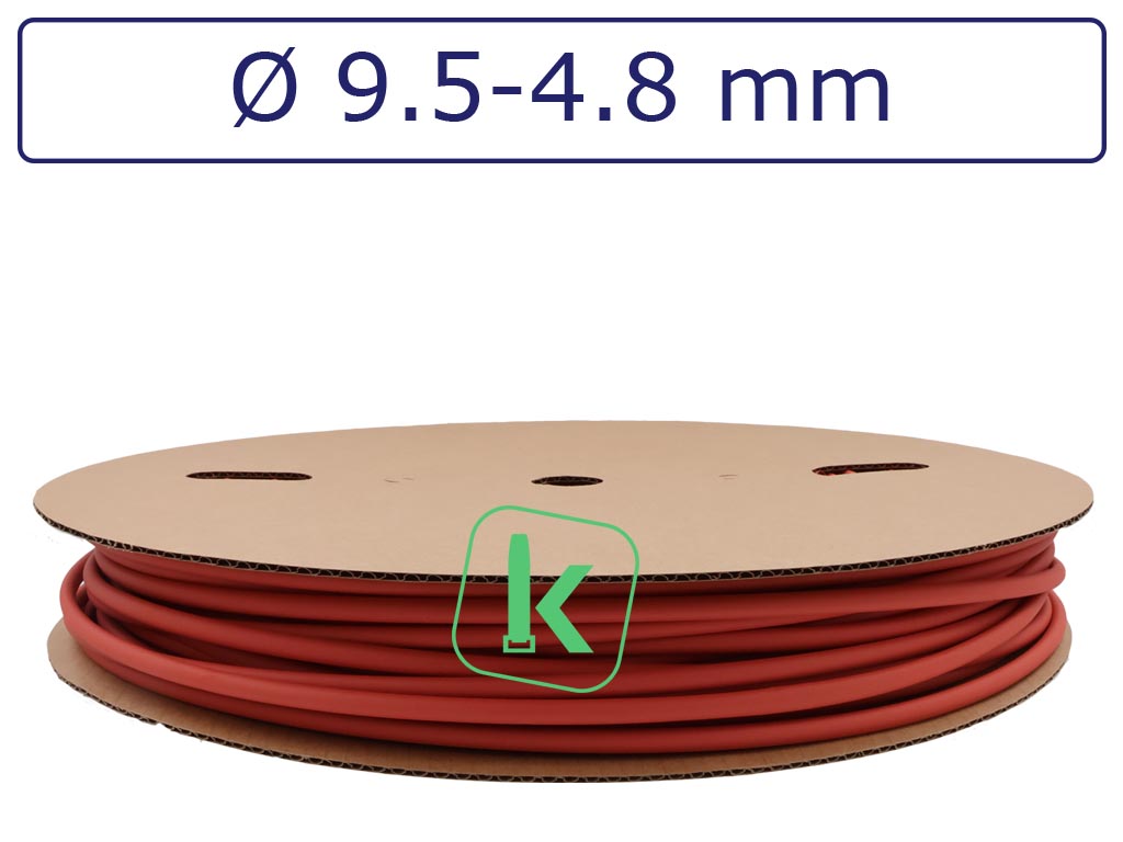 Krimpkous Rood 9,5-4,8 mm Rood Dunwandig krimpverhouding 2:1 (Rol 100 meter) - PRO-TIE®