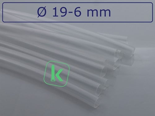 Krimpkous met Lijm 19-6 mm Transparant Dunwandig krimpverhouding 3:1 (Stuk 1,22 meter)