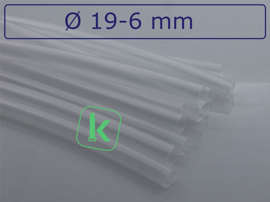 Krimpkous met Lijm Transparant 19-6 mm Transparant Dunwandig krimpverhouding 3:1 (Stuk 1,22 meter) - PRO-TIE®