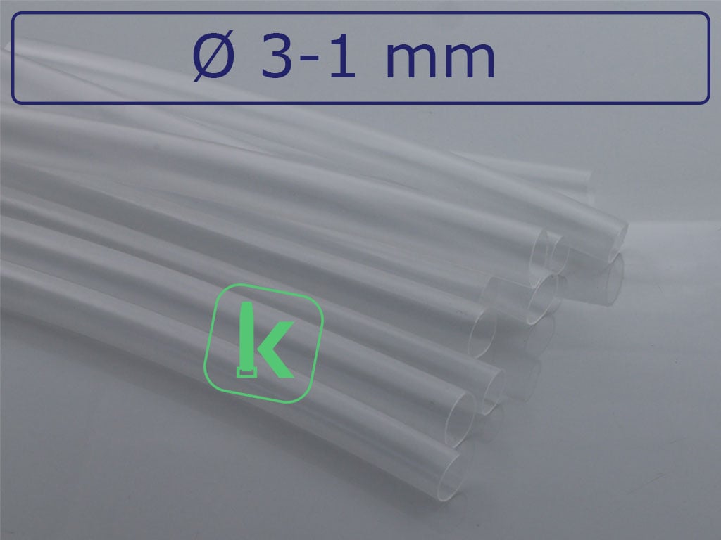 Krimpkous met Lijm Transparant 3-1 mm Transparant Dunwandig krimpverhouding 3:1 (Stuk 1,22 meter) - PRO-TIE®