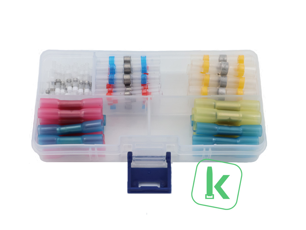 Assortimentsdoos Stootverbinders Krimpkous met Lijm + Soldeerstootverbinders Mix ( Box 85 stuks ) - PRO-TIE®