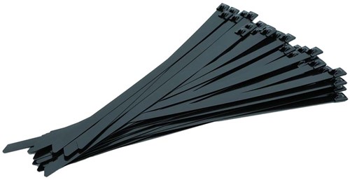 Tyraps, kabelbinders RVS 316 staal - 500 x 7,9 mm epoxy gecoat Zwart (Zak 100 stuks)-2