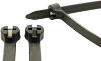 PRO-TIE® Premium Tyraps, kabelbinders met stalen RVS 316 sluiting 140 x 3,6 mm Zwart UV bestendig (Zak 100 stuks)-2