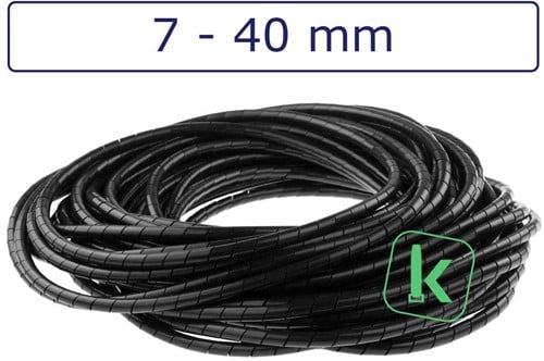 Spiraalband, spiraalslang  7-40 mm bundel capaciteit Zwart UV bestendig (Zak 10 meter)