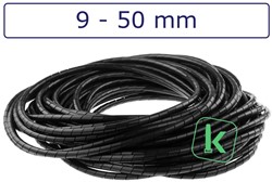 Spiraalband, spiraalslang  9-50 mm bundel capaciteit Zwart UV bestendig (Zak 10 meter)