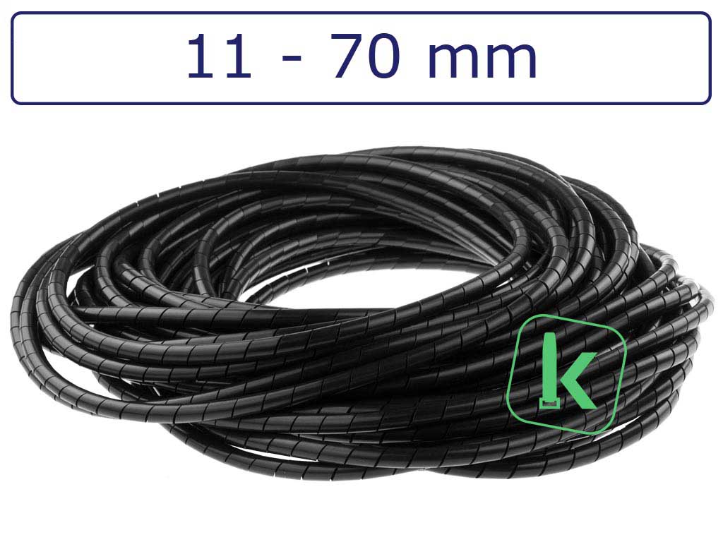 Spiraalband, spiraalslang 11-70 mm bundel capaciteit Zwart UV bestendig (Zak 10 meter)