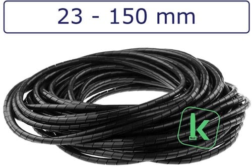 Spiraalband, spiraalslang  23-150 mm bundel capaciteit Zwart UV bestendig (Zak 10 meter)
