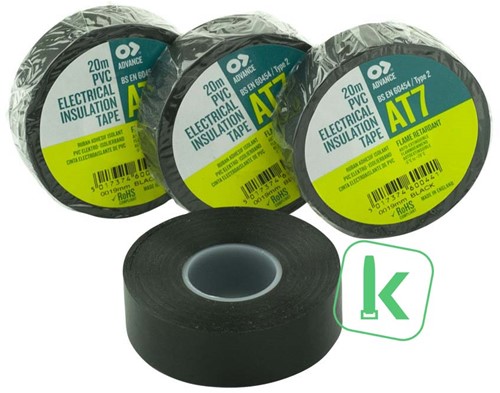 Advance AT7 PVC tape - 19 mm breed Zwart UV bestendig (Rol 20 meter)