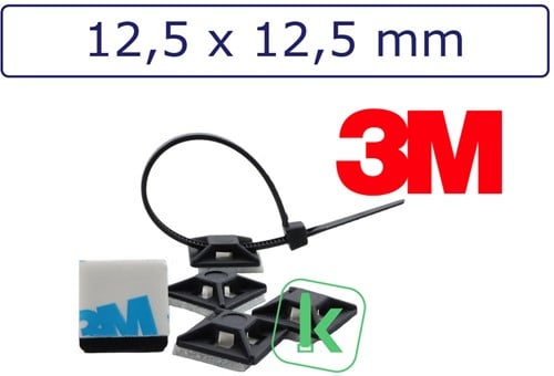 3M Plakzadels 12,5 x 12,5 mm Zwart UV bestendig (Zak 100 stuks)