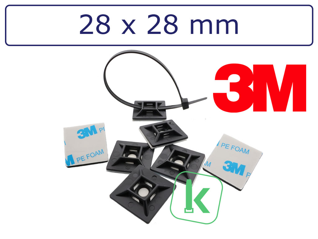 3M Plakzadels/schroefzadels 28 x 28 mm Zwart UV bestendig (Zak 100 stuks)