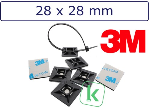 3M Plakzadels/schroefzadels 28 x 28 mm Zwart UV bestendig (Zak 100 stuks)