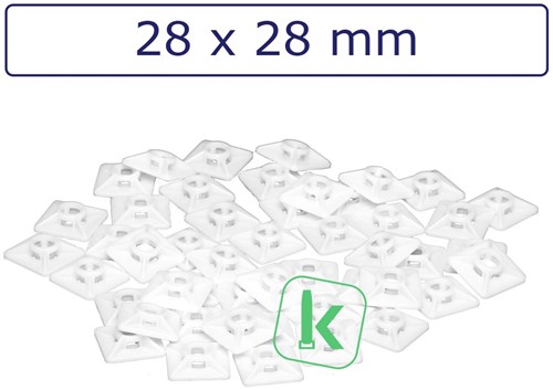 Plakzadels/schroefzadels 28 x 28 mm Wit naturel (Zak 100 stuks)