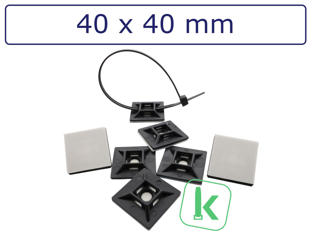 Plakzadels/schroefzadels 40 x 40 mm Zwart UV bestendig (Zak 100 stuks)