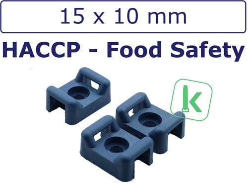 Schroefzadels / Bevestigingsvoeten Metaal Detecteerbaar (HACCP) 15 x 10 mm Blauw (Zak 100 stuks)