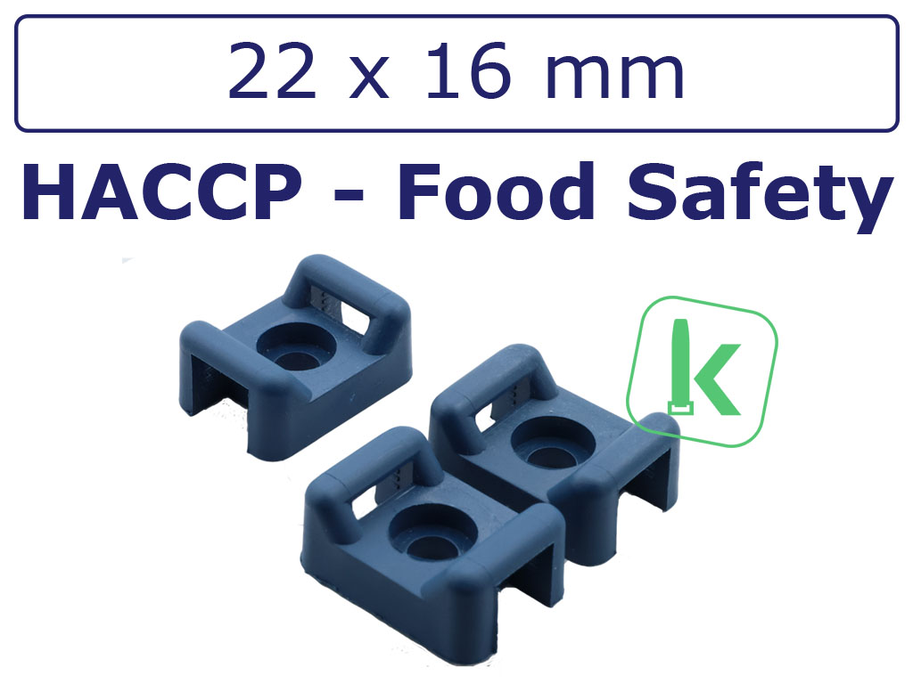 Schroefzadels / Bevestigingsvoeten Metaal Detecteerbaar (HACCP) 22 x 16 mm Blauw (Zak 100 stuks)