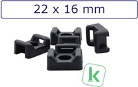 Schroefzadels/Bevestigingsvoeten 22 x 16 mm Zwart UV bestendig (Zak 100 stuks)