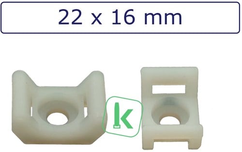 Schroefzadels/Bevestigingsvoeten 22 x 16 mm Wit naturel (Zak 100 stuks)