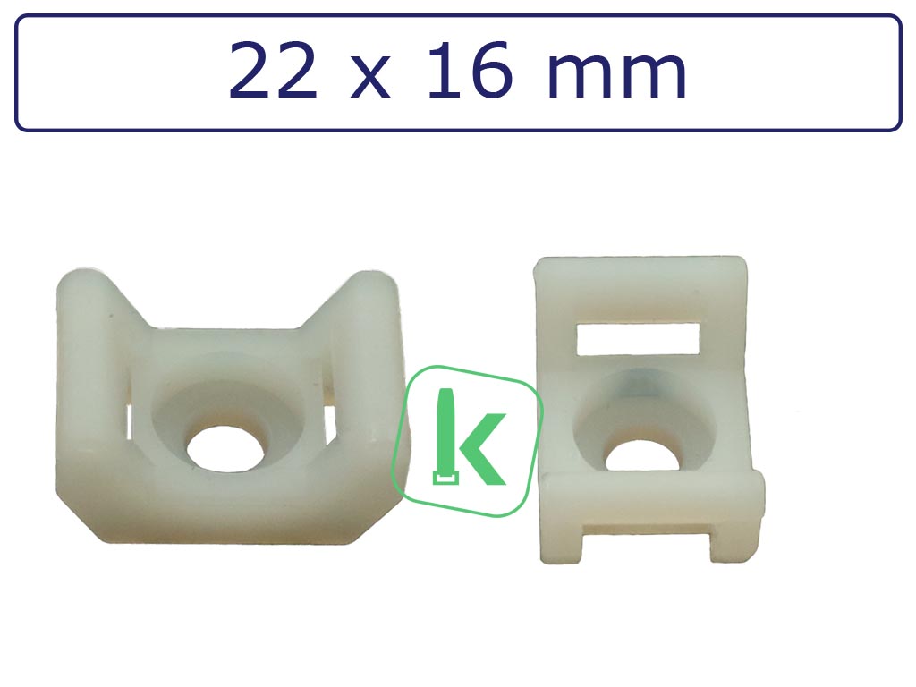 Schroefzadels/Bevestigingsvoeten 22 x 16 mm Wit naturel (Zak 100 stuks)