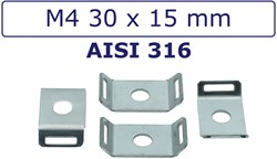 Schroefzadels/Bevestigingsvoeten staal RVS type 316 M4 30 x 15 mm (Zak 100 stuks)
