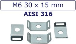 Schroefzadels/Bevestigingsvoeten staal RVS type 316 M6 30 x 15 mm (Zak 100 stuks)