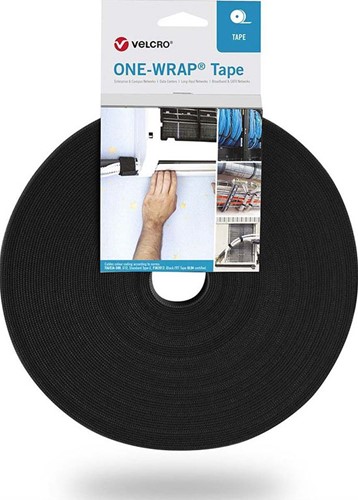 VELCRO® Klittenband Dubbelzijdig Paddestoel/velours 16 mm breed Zwart (Rol 25 meter)