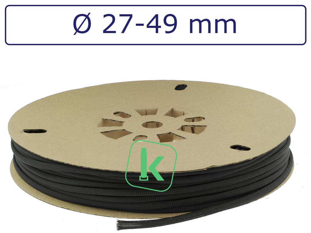 Kabelkous / Vlechtkous 27-49 mm bundel capaciteit Zwart UV bestendig (Rol 25 meter)