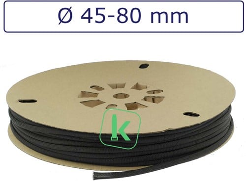 Vlechtkous, beschermkous 45-80 mm bundel capaciteit Zwart UV bestendig (Rol 25 meter)